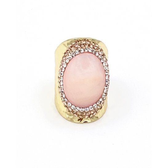 RING STRASS GOLD SHELL PINK