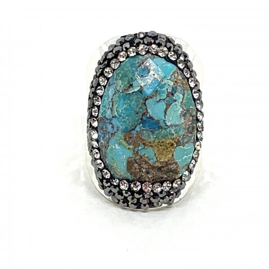 SILVER STRASS RING TURQUOISE