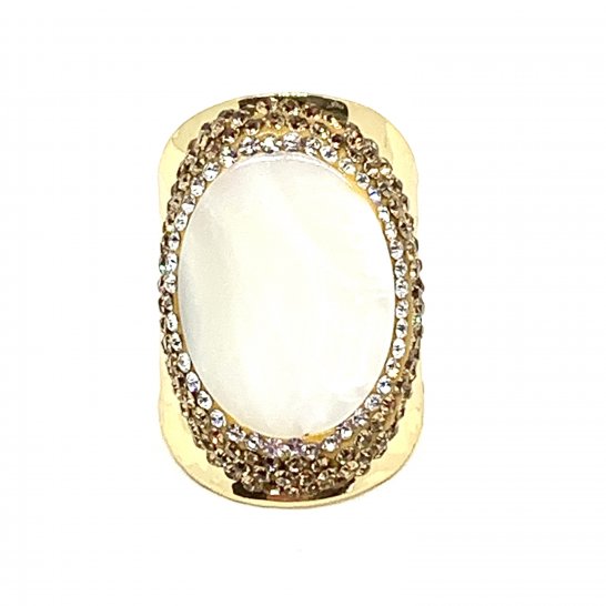 WHITE MOTHER-OF-PEARL STRASS RING