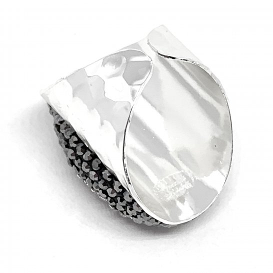 Amazonite silver rhinestone ring