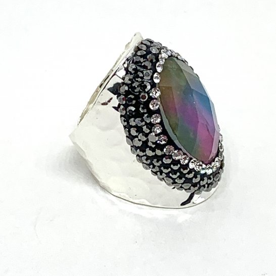 Bague strass argent Dazzle shell