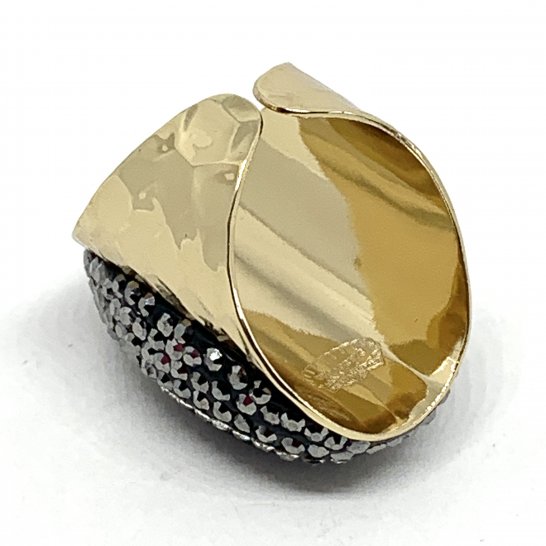 GOUDEN STRASS RING CARNEOOL