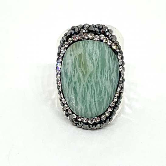 Bague strass argent amazonite